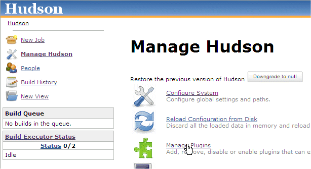 Clicking the Manage Plugins link