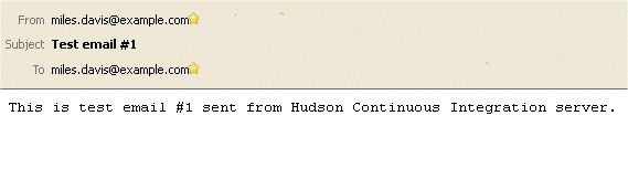 The Test email coming from Hudson  