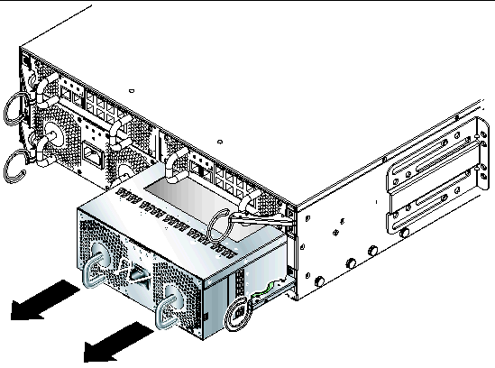 Diagram showing the removal of PS1 from the chassis.