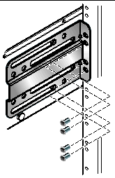 Diagram showing how to remove four of the screws from the front bracket.