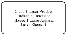 Graphique illustrant l’avis de conformité des appareils laser de classe 1
