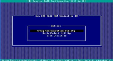 Figure showing Opening Screen of the Adaptec RAID Configuration Utility.