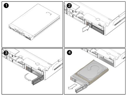 Figure showing hard disk drive removal when disk module is removed from chassis