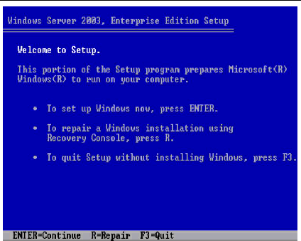 Screen shot of Welcome to Windows Setup screen