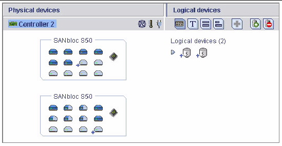 Screen shot shows two RAID 5 logical drives.