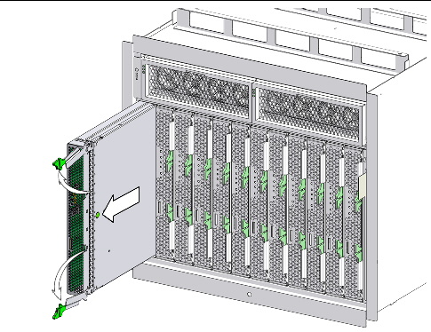 Removing a server module from the chassis.
