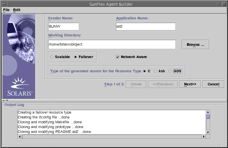 Dialog box that shows the create screen after information has been entered