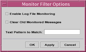 Monitor filter options window shows options as described in the
following steps.