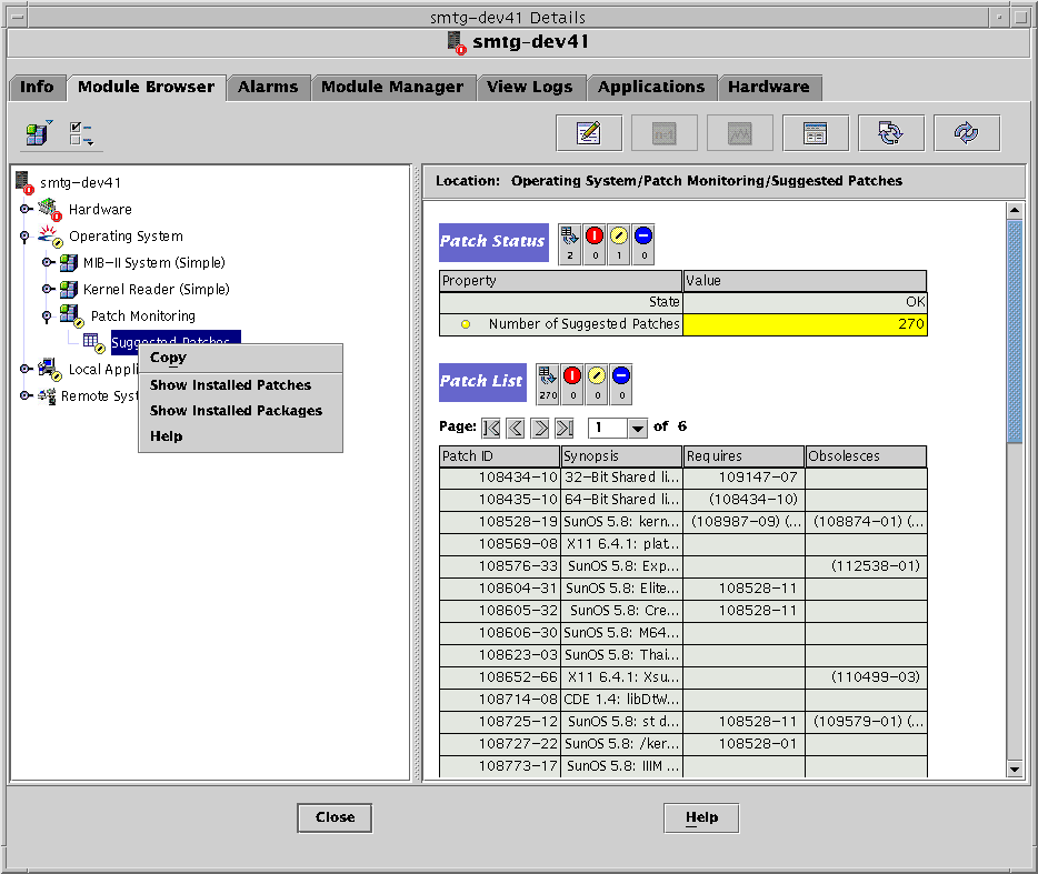 Module browser with Suggested Patches and menu. The context describes
the graphic.