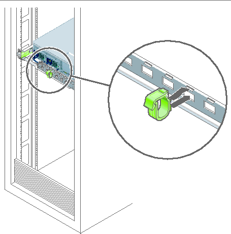 Image showing cable clip being pressed into slots on the CMA rail