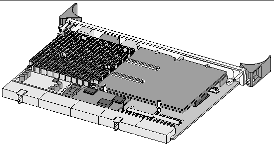 This is a diagram of a typical CP2140 board with double-wide memory modules installed.