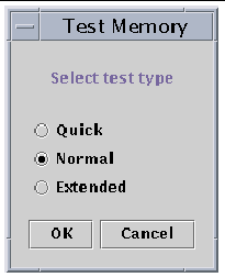 Screen capture of the Test Memory dialog box. 