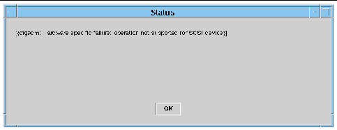 Screen capture of the Status box, displaying domain DR unsuccessful operation message.