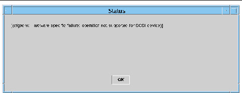 Screen capture of the Status box, displaying domain DR unsuccessful operation message.