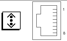 This illustration depicts the Ethernet icon and a diagram of the Ethernet port connector.