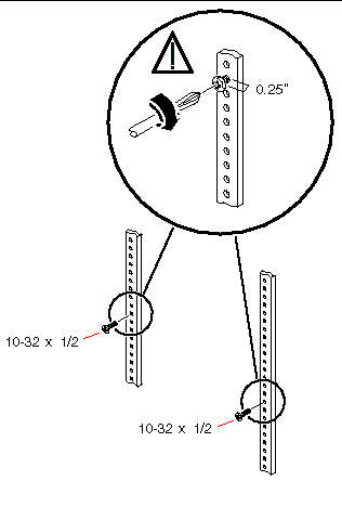 This illustration shows how to install the mounting screws. 
