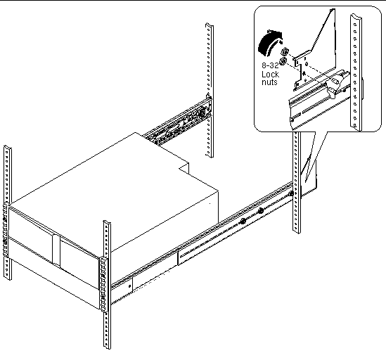 This figure shows how to attach a hinged bracket to a slide assembly.