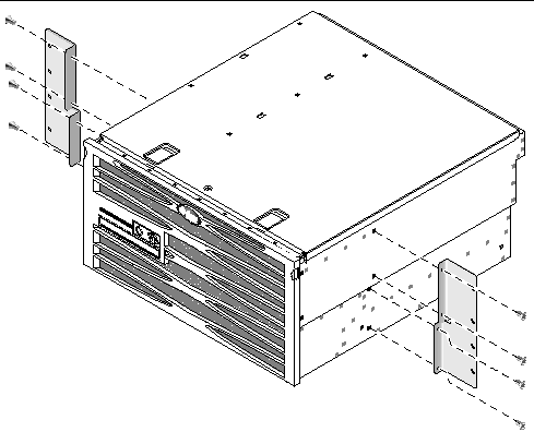 Figure showing how to secure the side brackets to the server.