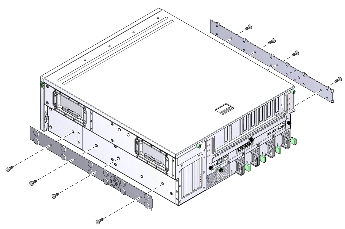 Figure showing where to install glides to the
server chassis.