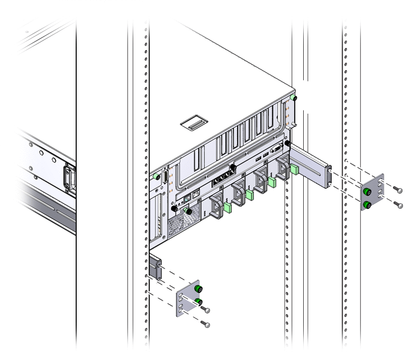 Figure showing how to attach the server to
the rear posts.
