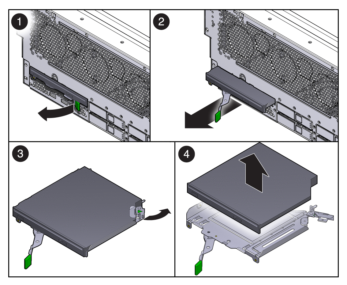 Figure showing the optical media drive being
released.