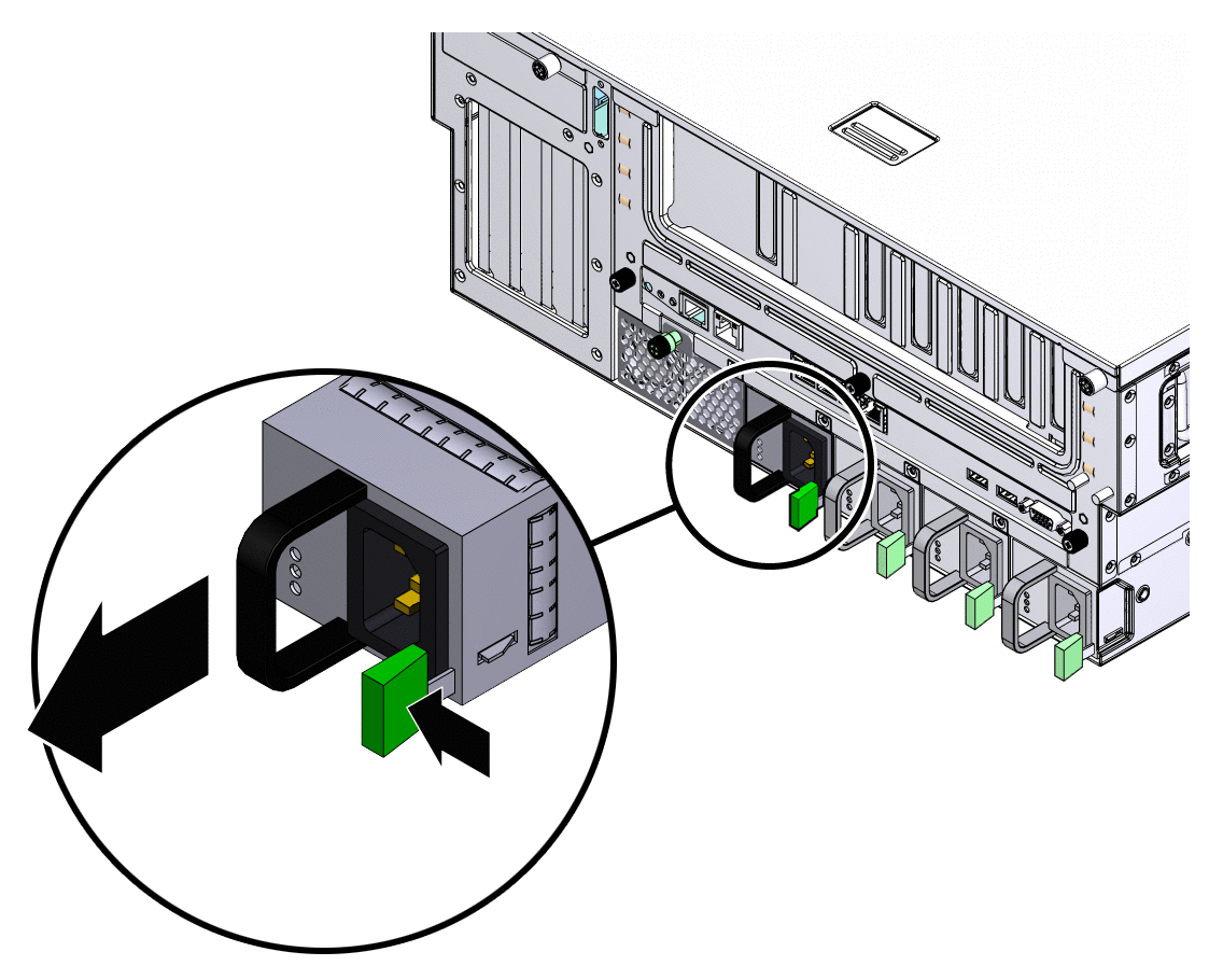 Figure showing how to remove the power supply.