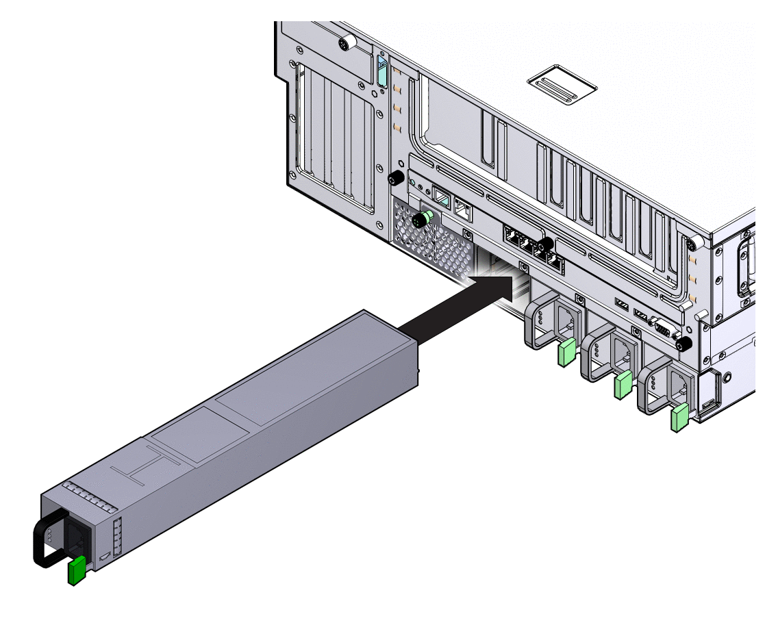 Figure showing a power supply being installed.
