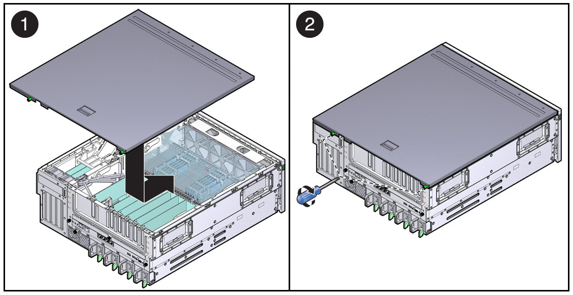 Figure showing top cover being installed.