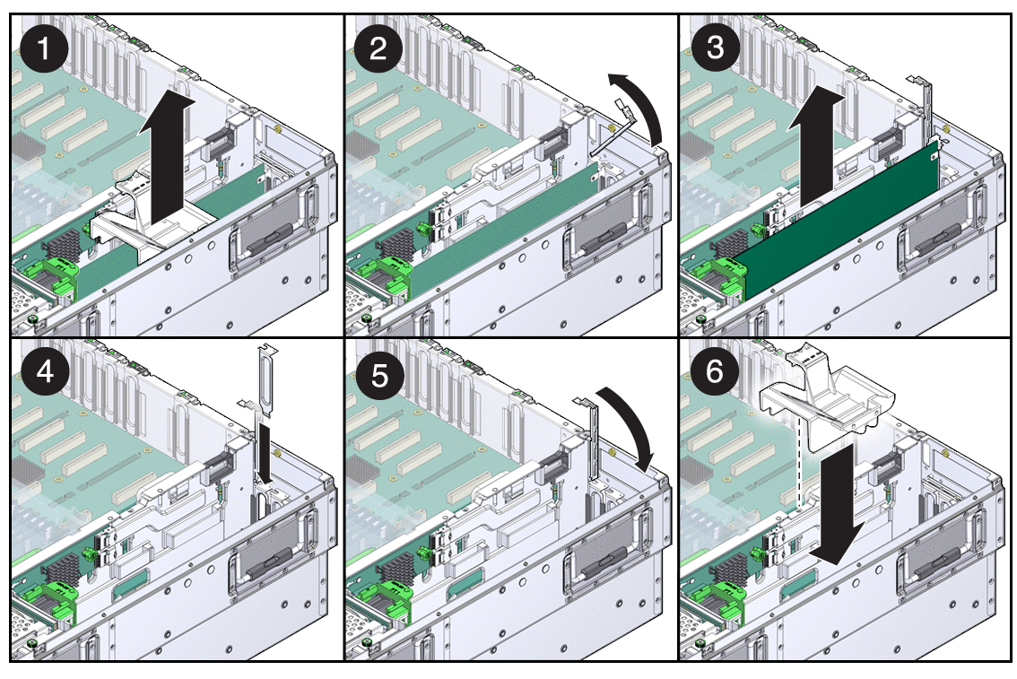 Image that shows how to remove a PCI card from
slots 0-3.