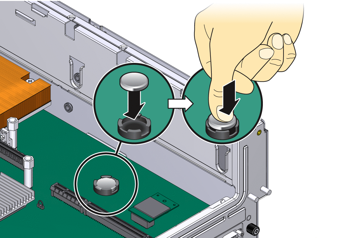 Figure showing how to insert the battery into
the motherboard.