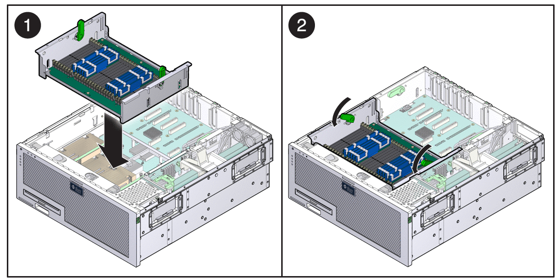 Figure showing how to install the memory mezzanine.
