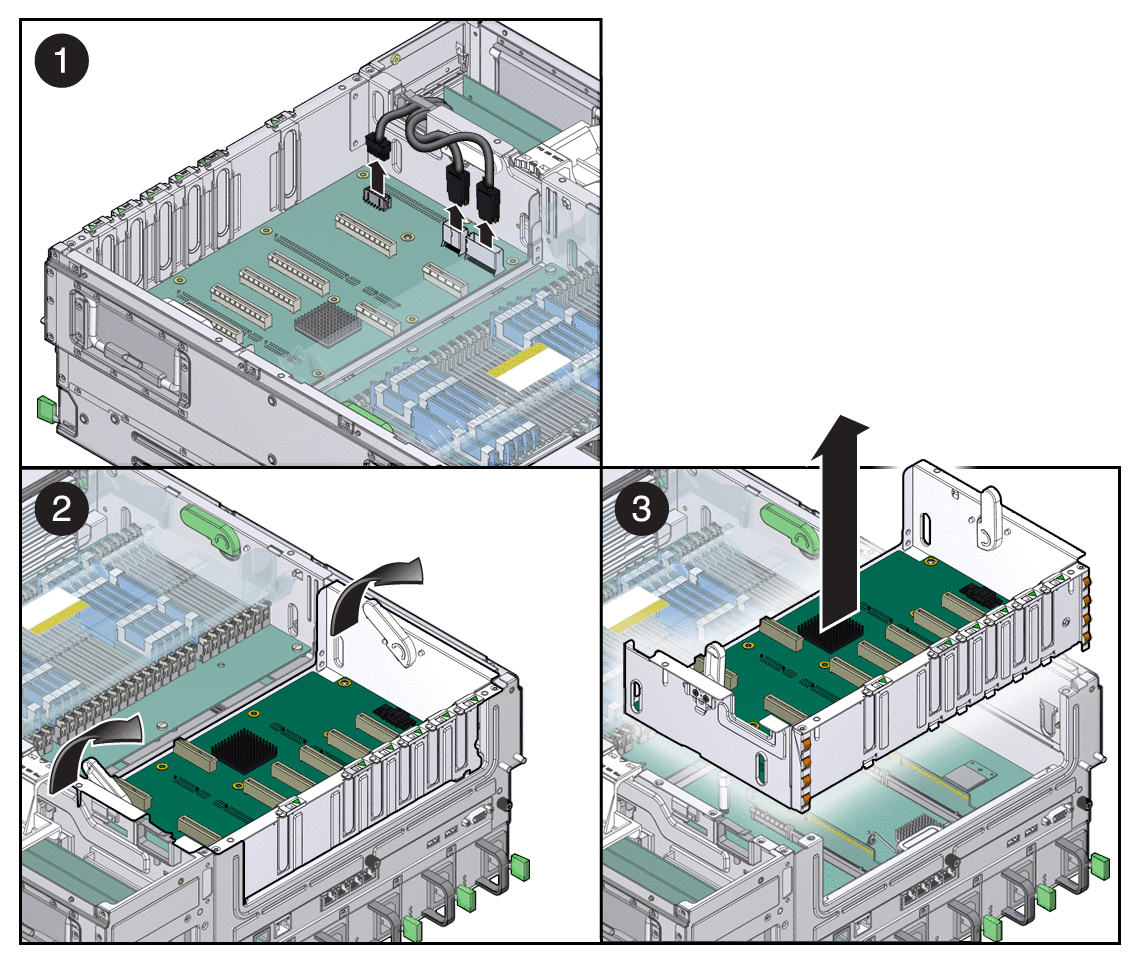 Figure showing how to remove the PCI mezzanine.