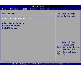 Graphic showing BIOS Setup Utility: Boot -
Settings Configuration