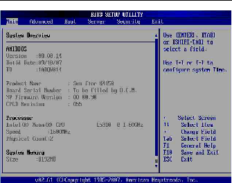 Graphic showing BIOS Setup Utility: Main -system
overview.