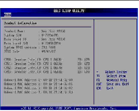 Graphic showing BIOS Setup Utility: Main -
Product Information.