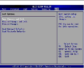 Graphic showing BIOS Setup Utility: Exit -
save changes and exit.