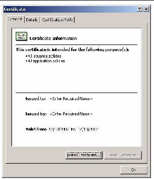 A screenshot of the Certificate Information screen.