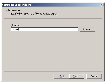 A screenshot showing the Certificate Export Wizard screen.