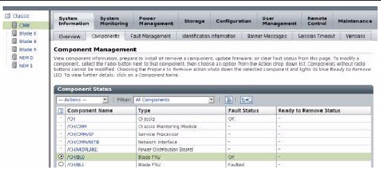 ILOM Component Management page