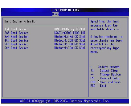 Graphic showing BIOS Setup Utility: Boot -device priority configuration