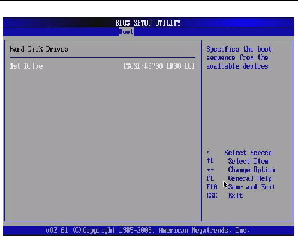 Graphic showing BIOS Setup Utility: Boot -HDD