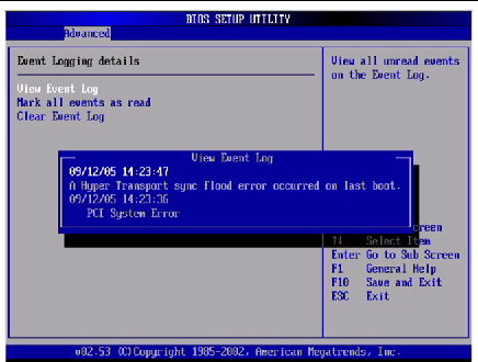 Graphic showing a DMI log screen with a sample system error message displayed.