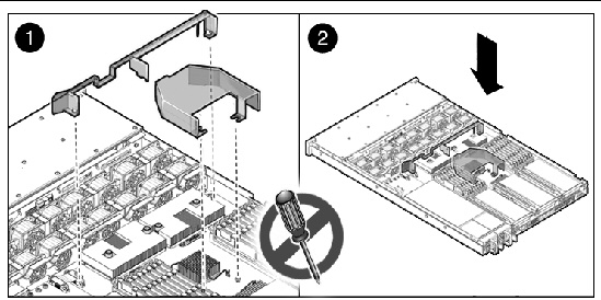 Figure showing how to install an air baffle .