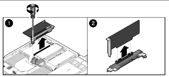 Figure showing how to remove a PCIe card.