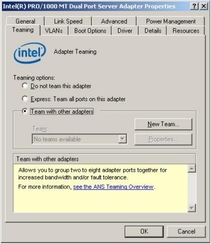Graphic showing the Intel NIC adapter Properties
screen. 