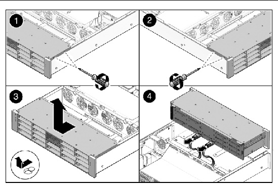Figure showing how to remove the hard drive cage.