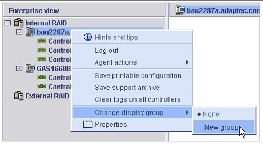 Change Display Group menu option.