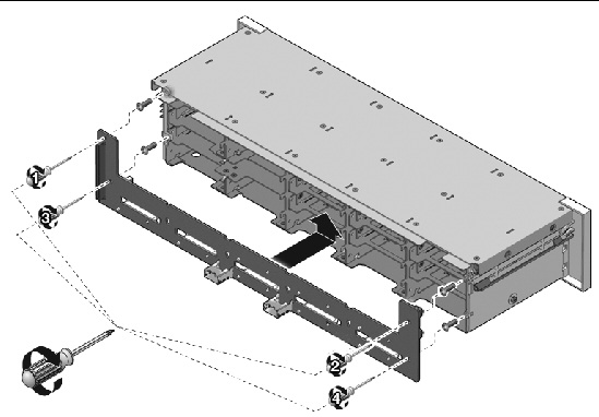 Figure showing how to install the drives backplane .