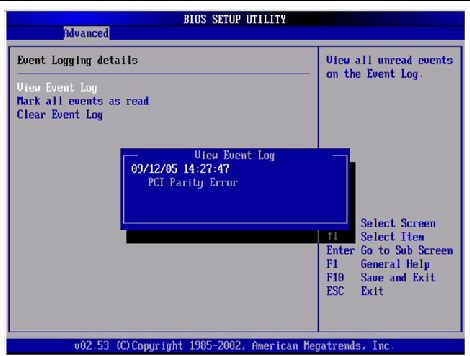 Graphic showing a DMI log screen with a sample PCI parity error message displayed.