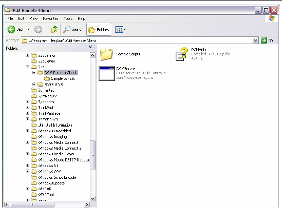 This is a picture of the DCM Remote Client folder and the Sample Scripts.